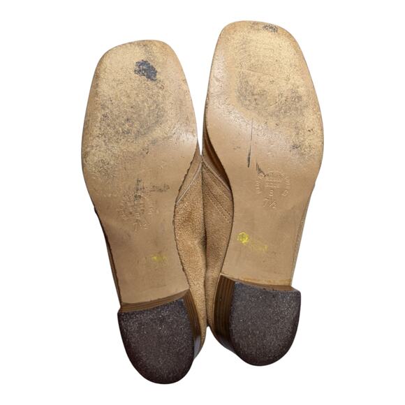 Vtg 1970s Felicities Tan Suede Square Toe Block Heel Lace-Up Chukka Boots 7.5 - Picture 4 of 7